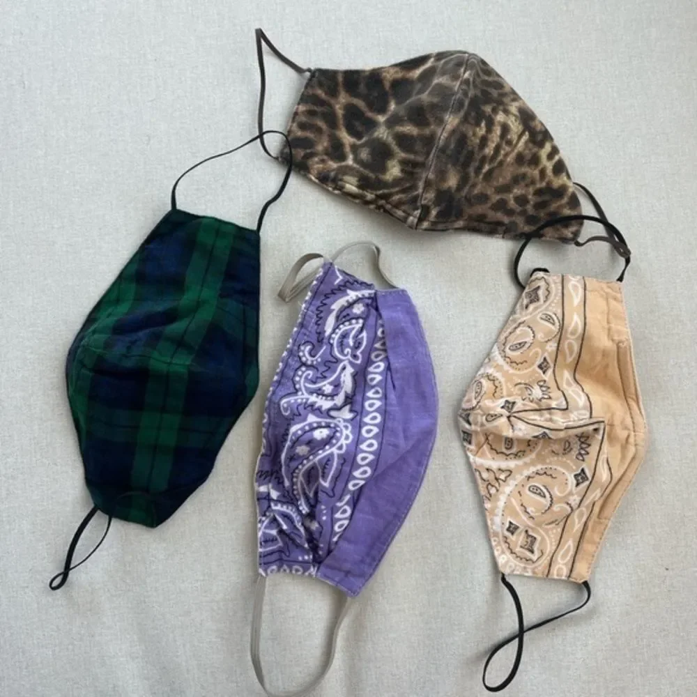 Bandana plaid print‎ face mask lit handmade upcycled cotton bundle​